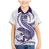Purple Maori Tuatara Family Matching Mermaid Dress and Hawaiian Shirt Luxury Pastel Pattern