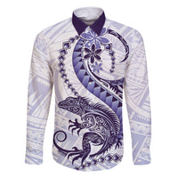 Purple Maori Tuatara Family Matching Short Sleeve Bodycon Dress and Hawaiian Shirt Luxury Pastel Pattern