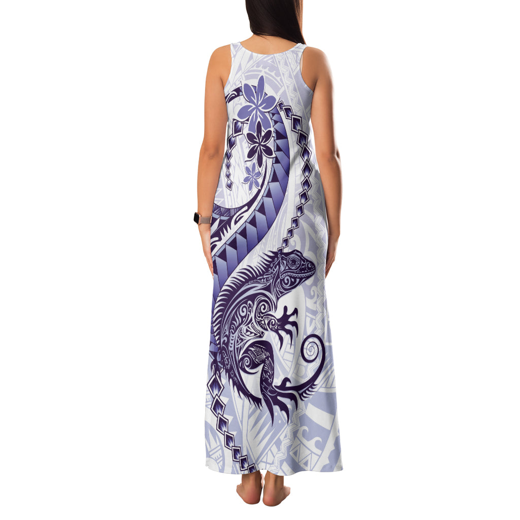 Purple Maori Tuatara Family Matching Tank Maxi Dress and Hawaiian Shirt Luxury Pastel Pattern