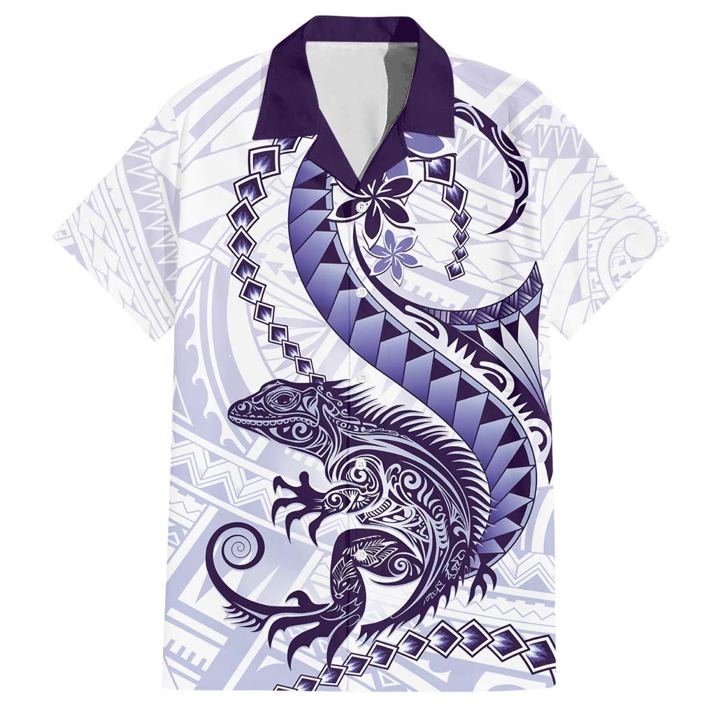 Purple Maori Tuatara Hawaiian Shirt Luxury Pastel Pattern