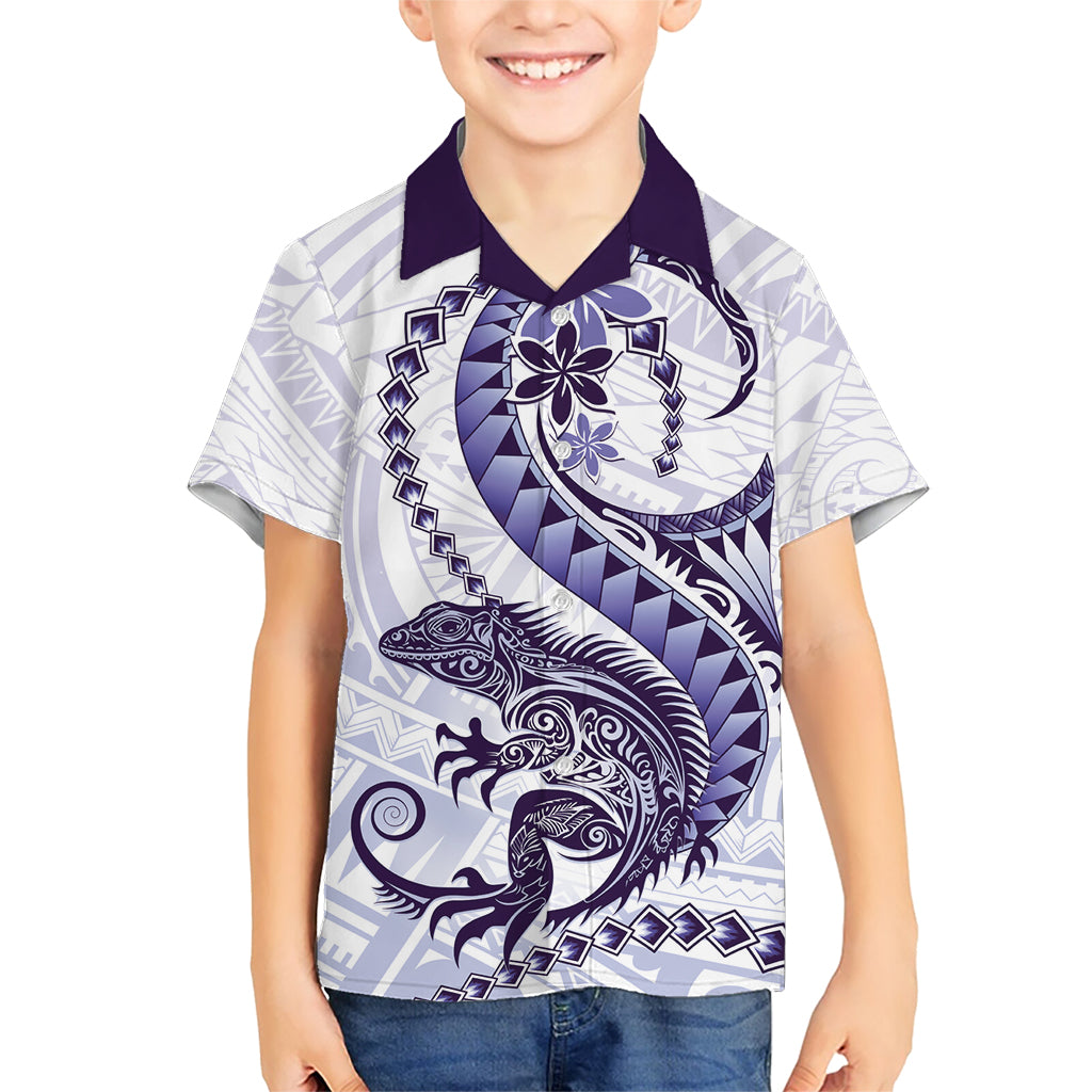 Purple Maori Tuatara Kid Hawaiian Shirt Luxury Pastel Pattern LT01 Kid Purple - Polynesian Pride