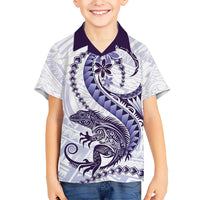 Purple Maori Tuatara Kid Hawaiian Shirt Luxury Pastel Pattern LT01 Kid Purple - Polynesian Pride