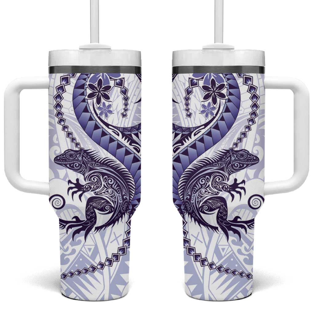 Purple Maori Tuatara Tumbler With Handle Luxury Pastel Pattern