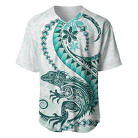 Teal Maori Tuatara Baseball Jersey Luxury Pastel Pattern