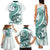 Teal Maori Tuatara Family Matching Tank Maxi Dress and Hawaiian Shirt Luxury Pastel Pattern