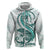 Teal Maori Tuatara Hoodie Luxury Pastel Pattern