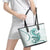 Teal Maori Tuatara Leather Tote Bag Luxury Pastel Pattern