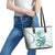 Teal Maori Tuatara Leather Tote Bag Luxury Pastel Pattern