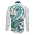 Teal Maori Tuatara Long Sleeve Button Shirt Luxury Pastel Pattern