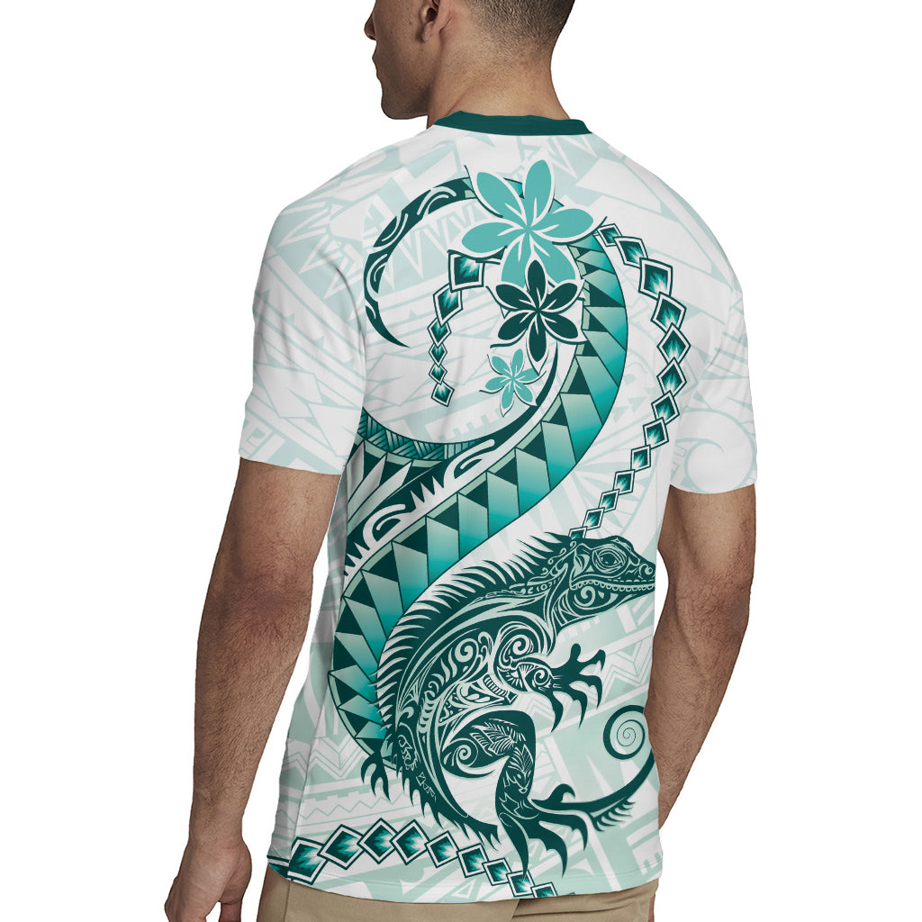 Teal Maori Tuatara Rugby Jersey Luxury Pastel Pattern