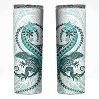 Teal Maori Tuatara Skinny Tumbler Luxury Pastel Pattern