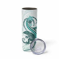 Teal Maori Tuatara Skinny Tumbler Luxury Pastel Pattern