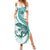 Teal Maori Tuatara Summer Maxi Dress Luxury Pastel Pattern