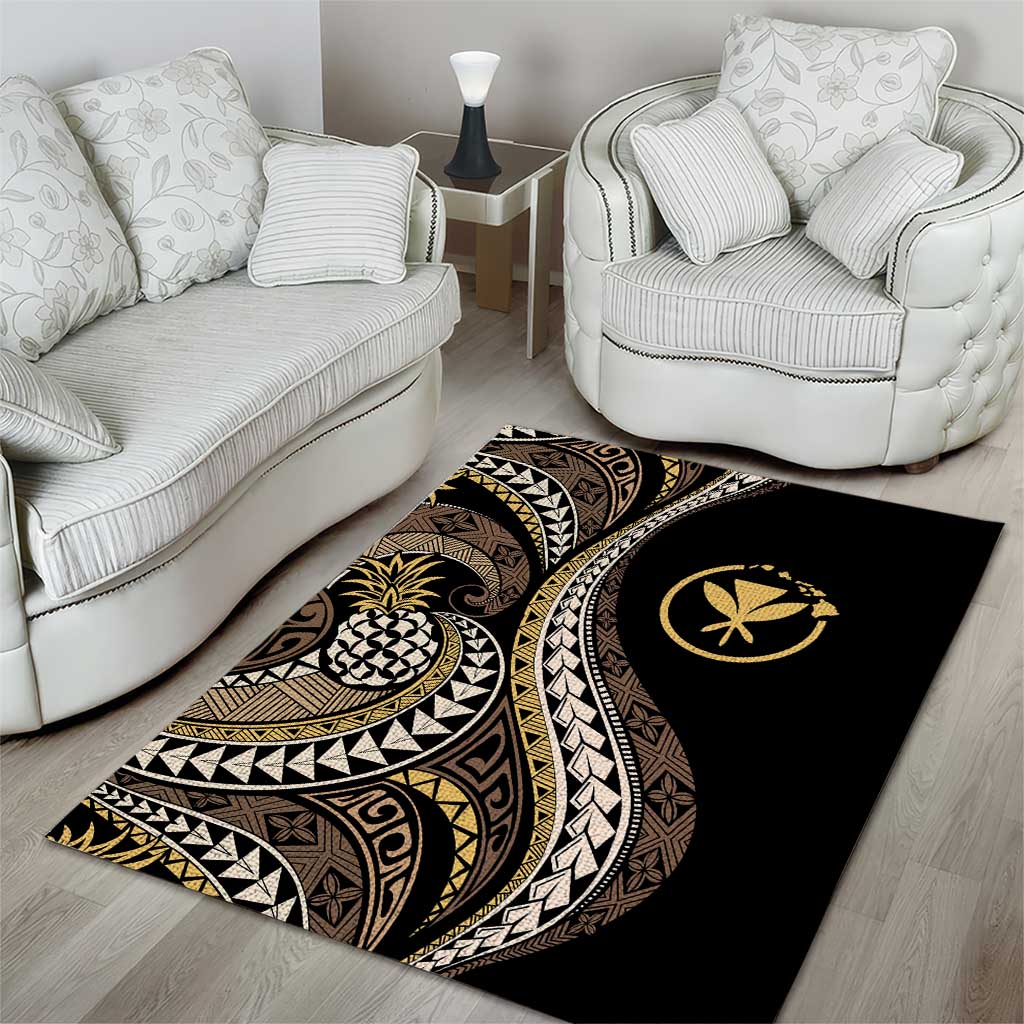 Hawaii Pineapple Brown Tribal Pattern Area Rug - Polynesian Pride