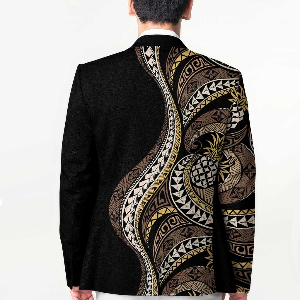 Hawaii Pineapple Brown Tribal Pattern Blazer - Polynesian Pride