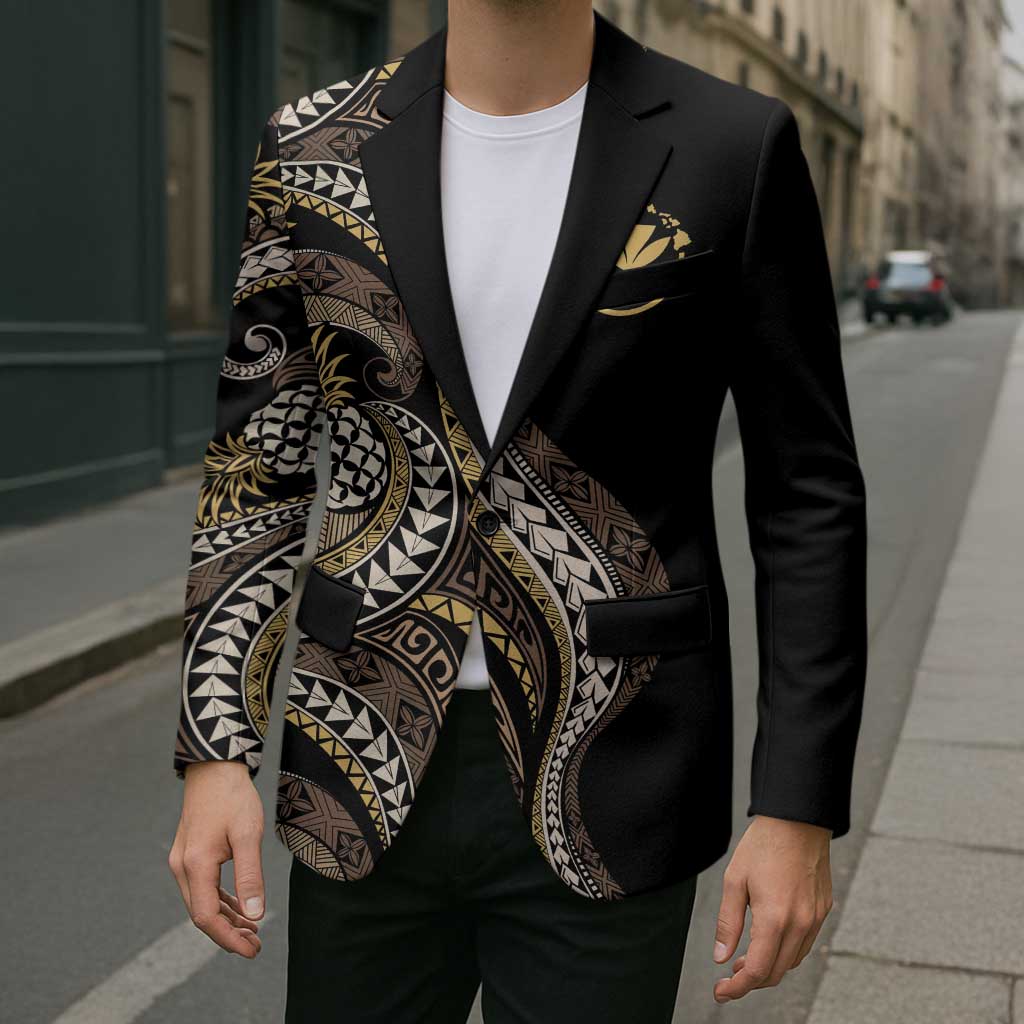 Hawaii Pineapple Brown Tribal Pattern Blazer - Polynesian Pride