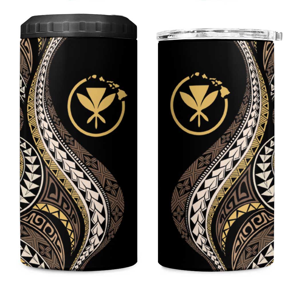 Hawaii Pineapple Brown Tribal Pattern 4 in 1 Can Cooler Tumbler - Polynesian Pride