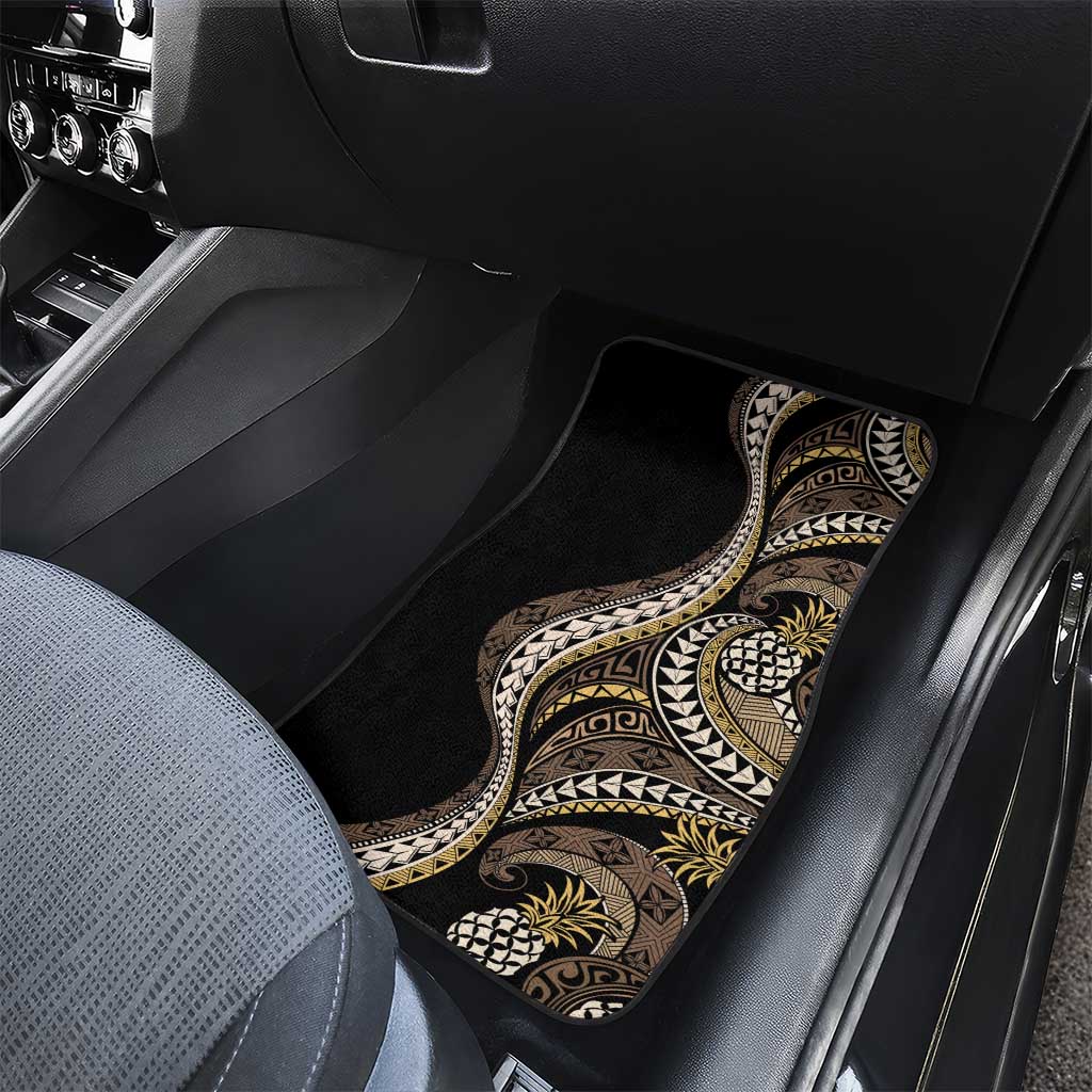 Hawaii Pineapple Brown Tribal Pattern Car Mats - Polynesian Pride