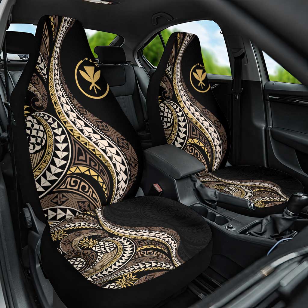 Hawaii Pineapple Brown Tribal Pattern Car Seat Cover - Polynesian Pride