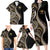 Hawaii Pineapple Brown Tribal Pattern Family Matching Long Sleeve Bodycon Dress and Hawaiian Shirt - Polynesian Pride