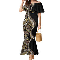 Hawaii Pineapple Brown Tribal Pattern Family Matching Mermaid Dress and Hawaiian Shirt - Polynesian Pride