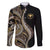 Hawaii Pineapple Brown Tribal Pattern Family Matching Short Sleeve Bodycon Dress and Hawaiian Shirt - Polynesian Pride