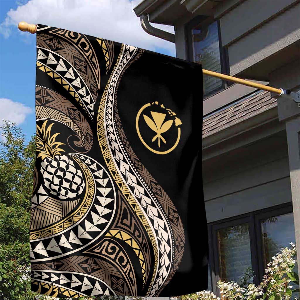 Hawaii Pineapple Brown Tribal Pattern Garden Flag - Polynesian Pride