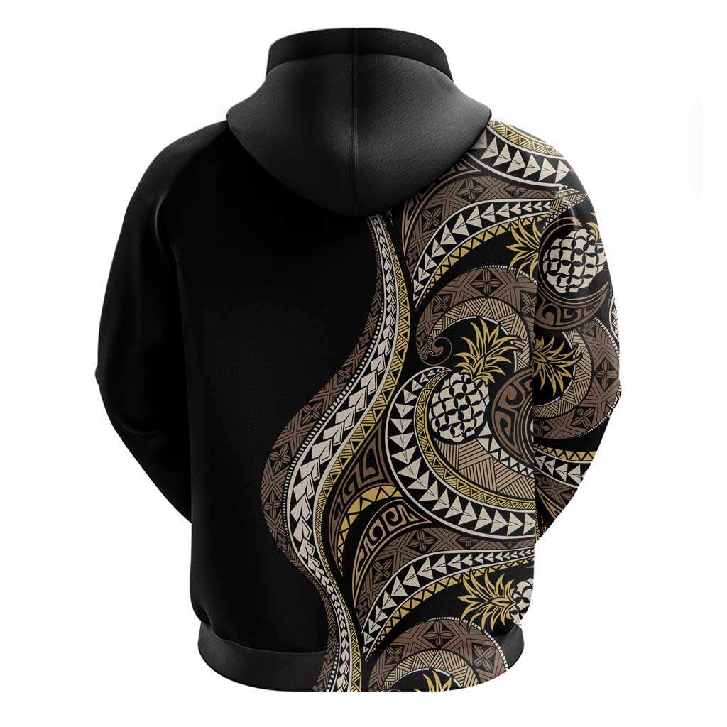 Hawaii Pineapple Brown Tribal Pattern Hoodie - Polynesian Pride