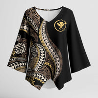 Hawaii Pineapple Brown Tribal Pattern Kimono Sleeve Blouse LT01 Female Brown - Polynesian Pride
