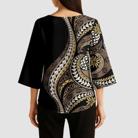Hawaii Pineapple Brown Tribal Pattern Kimono Sleeve Blouse LT01 - Polynesian Pride