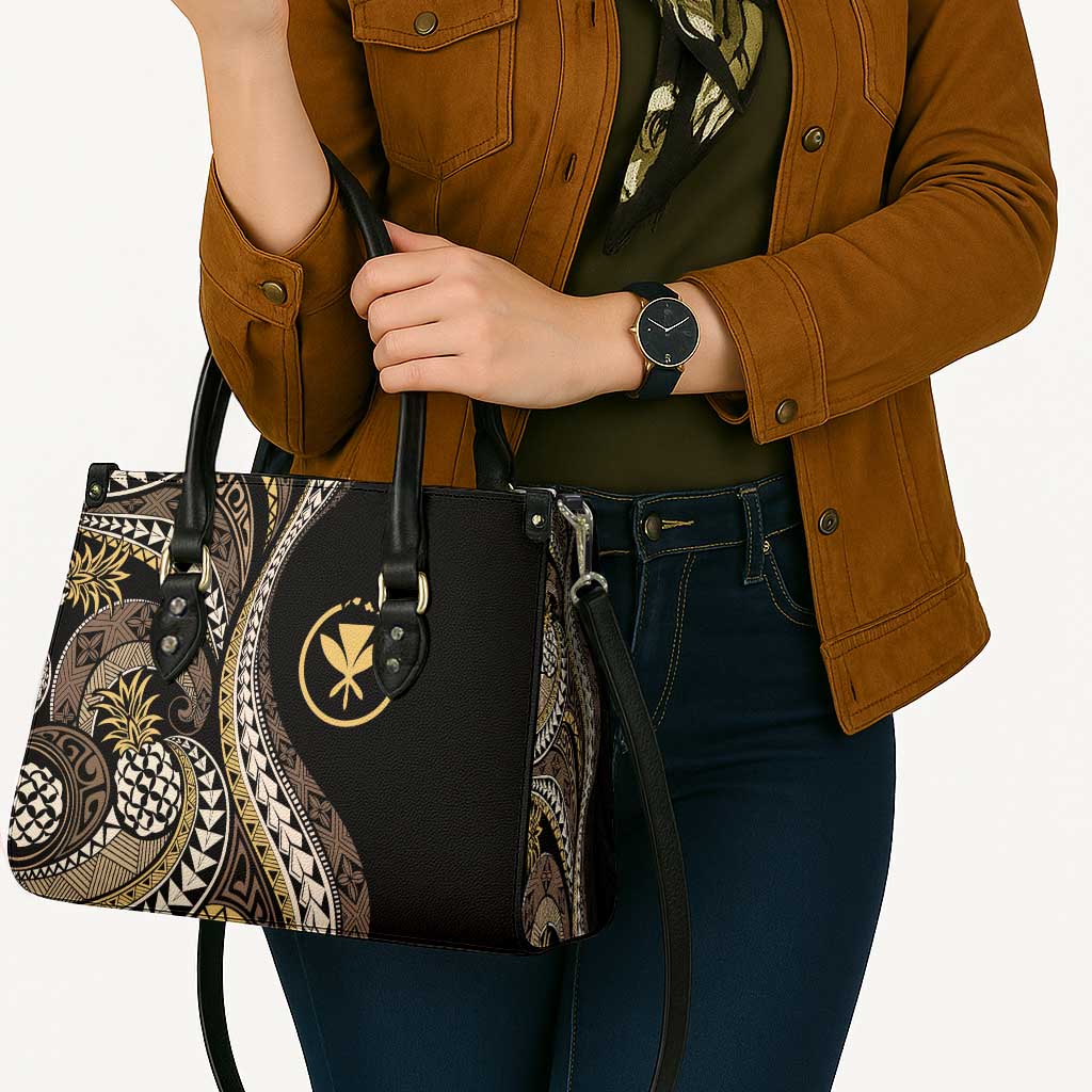 Hawaii Pineapple Brown Tribal Pattern Leather Bag LT01 - Polynesian Pride