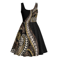 Hawaii Pineapple Brown Tribal Pattern Midi Dress - Polynesian Pride