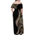 Hawaii Pineapple Brown Tribal Pattern Off Shoulder Maxi Dress - Polynesian Pride