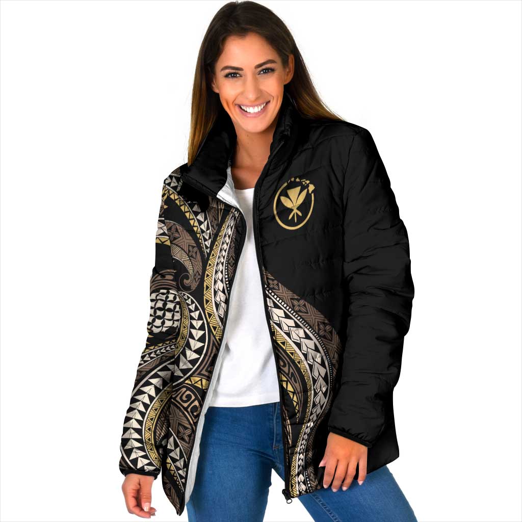 Hawaii Pineapple Brown Tribal Pattern Padded Jacket LT01 Women Brown - Polynesian Pride