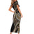 Hawaii Pineapple Brown Tribal Pattern Short Sleeve Bodycon Dress - Polynesian Pride