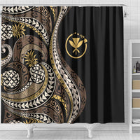 Hawaii Pineapple Brown Tribal Pattern Shower Curtain - Polynesian Pride