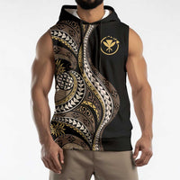 Hawaii Pineapple Brown Tribal Pattern Sleeveless Hoodie - Polynesian Pride