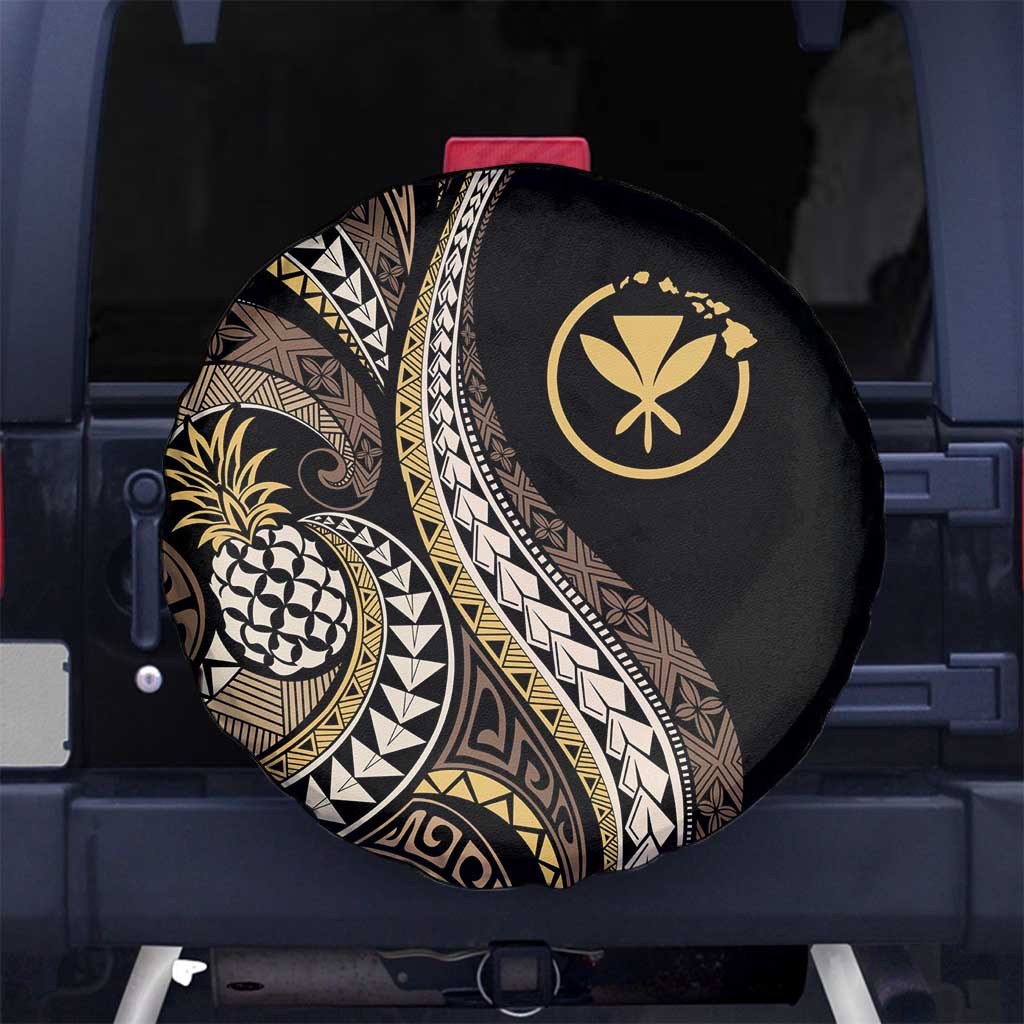 Hawaii Pineapple Brown Tribal Pattern Spare Tire Cover - Polynesian Pride