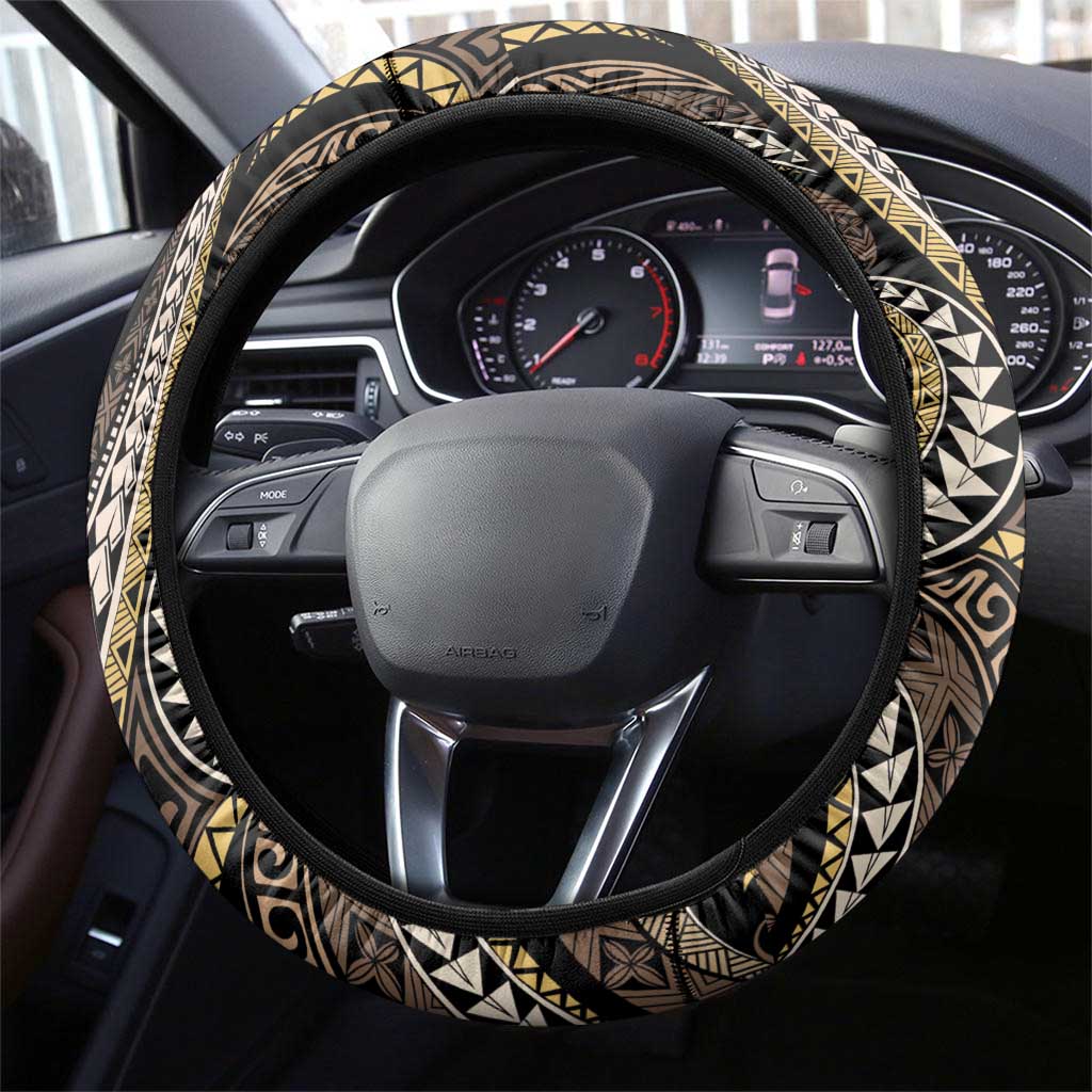 Hawaii Pineapple Brown Tribal Pattern Steering Wheel Cover - Polynesian Pride