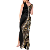 Hawaii Pineapple Brown Tribal Pattern Tank Maxi Dress - Polynesian Pride