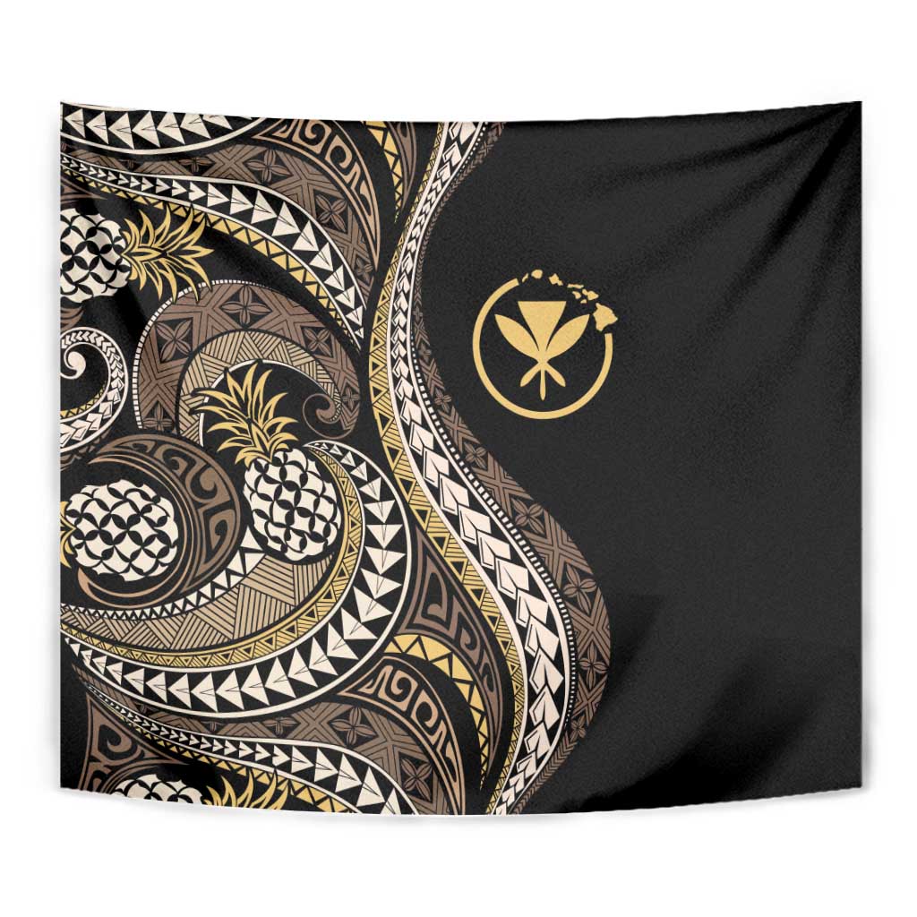 Hawaii Pineapple Brown Tribal Pattern Tapestry - Polynesian Pride