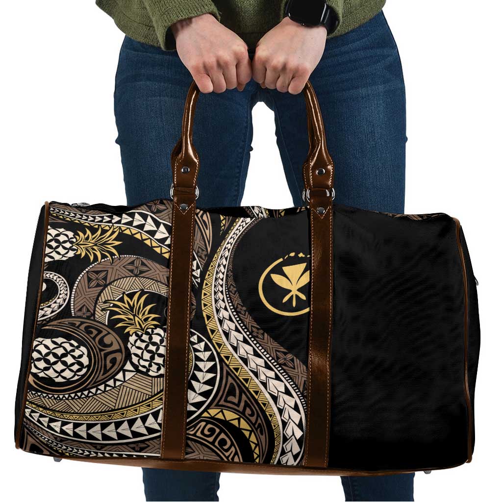 Hawaii Pineapple Brown Tribal Pattern Travel Bag - Polynesian Pride