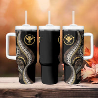 Hawaii Pineapple Brown Tribal Pattern Tumbler With Handle - Polynesian Pride