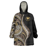Hawaii Pineapple Brown Tribal Pattern Wearable Blanket Hoodie - Polynesian Pride