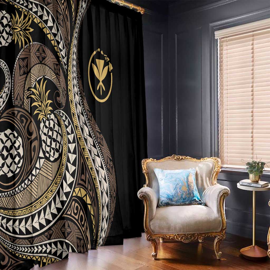 Hawaii Pineapple Brown Tribal Pattern Window Curtain - Polynesian Pride