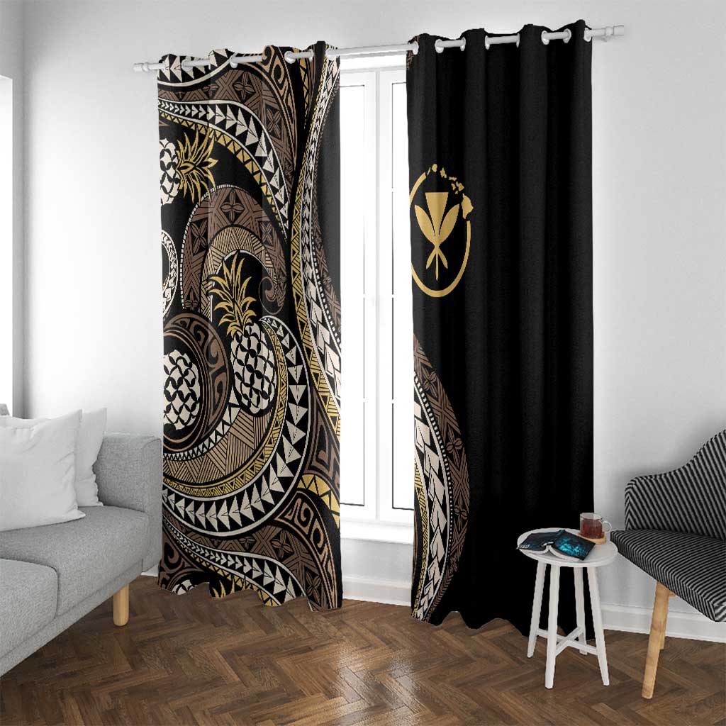 Hawaii Pineapple Brown Tribal Pattern Window Curtain - Polynesian Pride