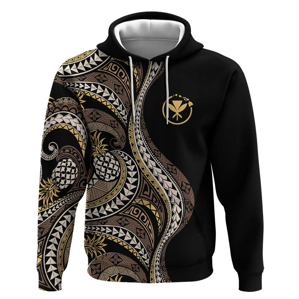 Hawaii Pineapple Brown Tribal Pattern Zip Hoodie - Polynesian Pride