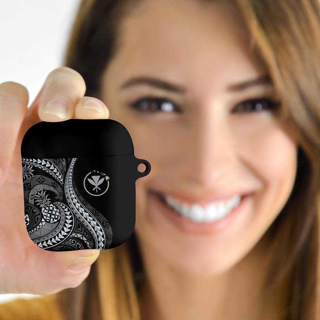 Hawaii Pineapple Gray Scale Tribal Pattern AirPods Case - Polynesian Pride