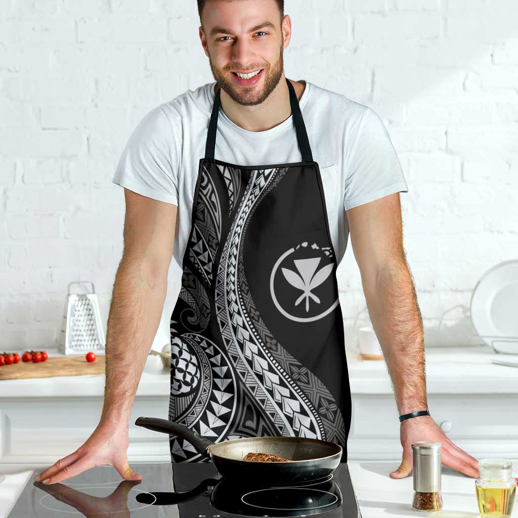 Hawaii Pineapple Gray Scale Tribal Pattern Apron - Polynesian Pride