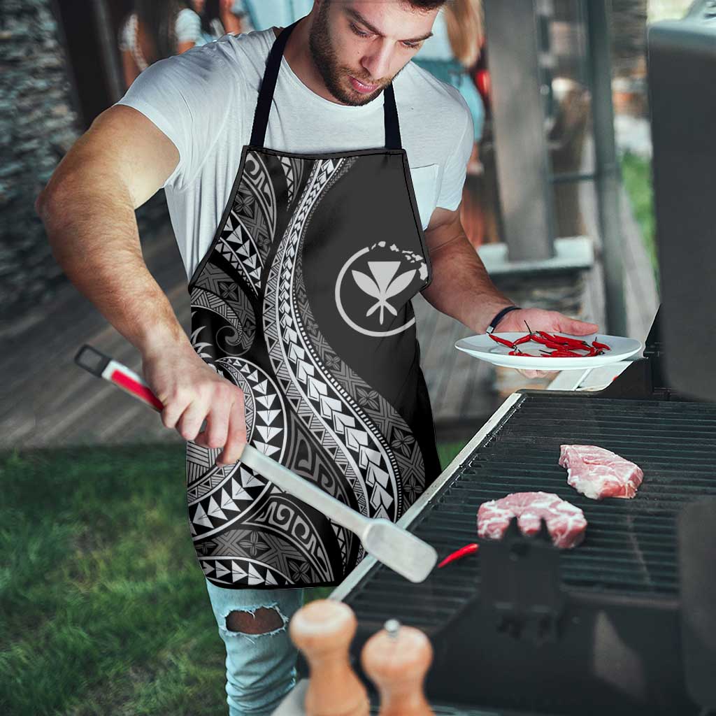 Hawaii Pineapple Gray Scale Tribal Pattern Apron - Polynesian Pride
